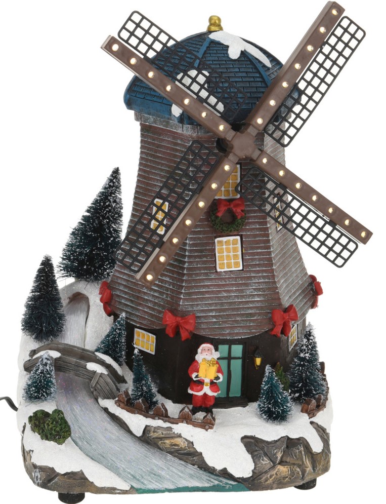 Wiatrak LED świąteczny żywiczny – dekoracja z efektami świetlnymi