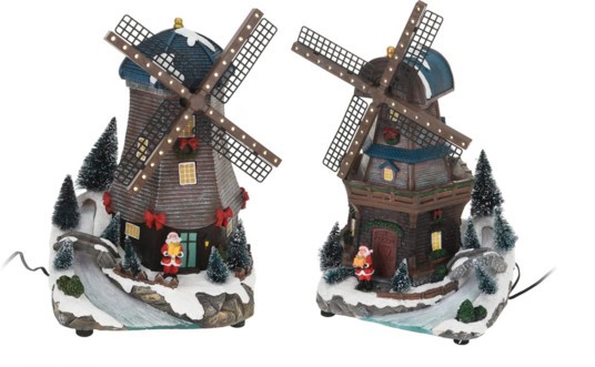 Wiatrak LED świąteczny żywiczny – dekoracja z efektami świetlnymi