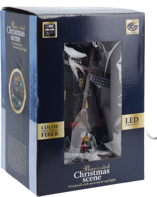Wiatrak LED świąteczny żywiczny – dekoracja z efektami świetlnymi