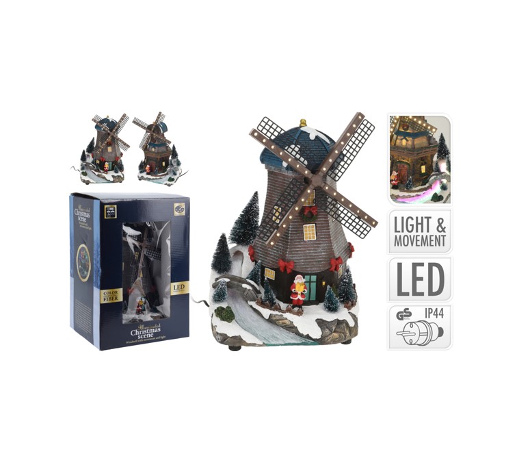 Wiatrak LED świąteczny żywiczny – dekoracja z efektami świetlnymi