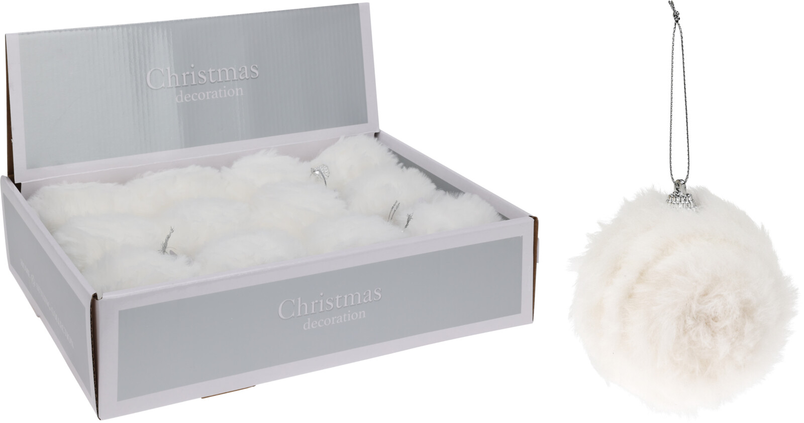 Pluszowa bombka świąteczna – miękka ozdoba choinki w zimowym stylu 8 cm