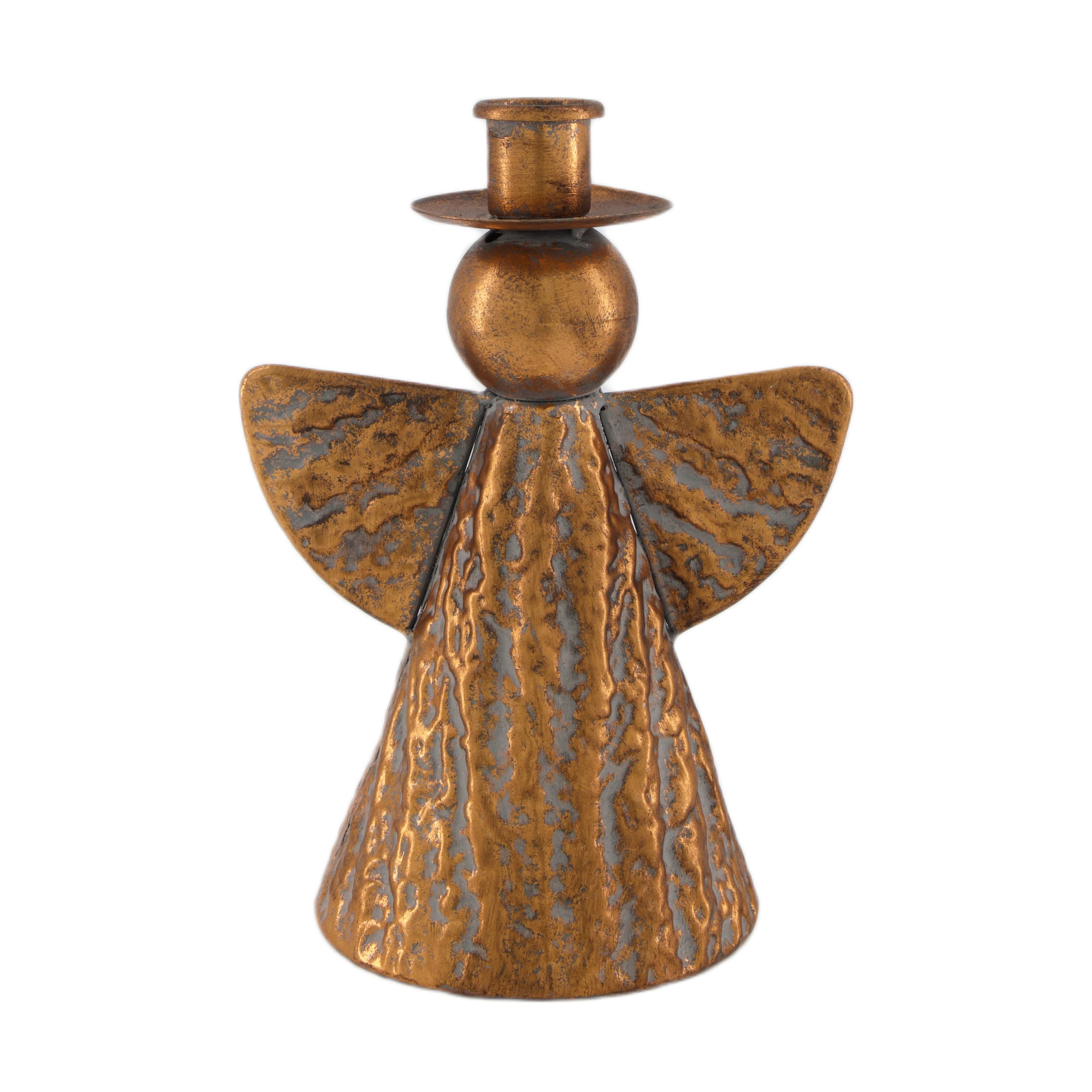 Świecznik w kształcie aniołka stare złoto elegancka ozdoba świąteczna 21x14x27 cm