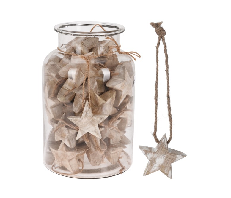 Drewniana zawieszka gwiazdka dekoracja świąteczna rustykalna naturalna