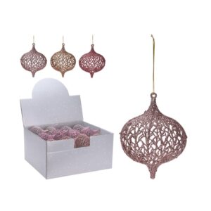 Elegancka brokatowa bombka ażurowa ozdoba choinkowa