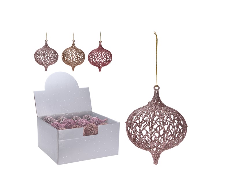 Elegancka brokatowa bombka ażurowa ozdoba choinkowa