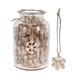 Drewniana zawieszka śnieżynka dekoracja świąteczna choinkowa rustykalna