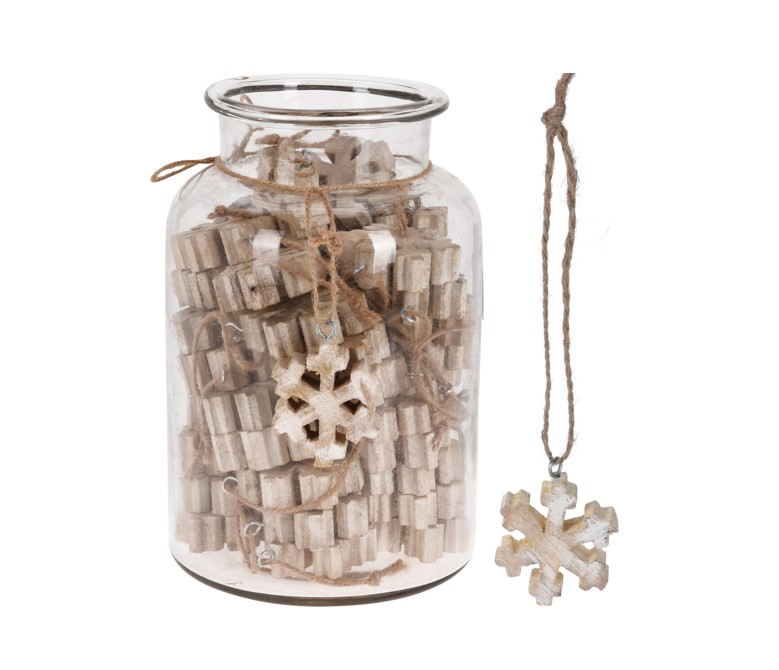 Drewniana zawieszka śnieżynka dekoracja świąteczna choinkowa rustykalna