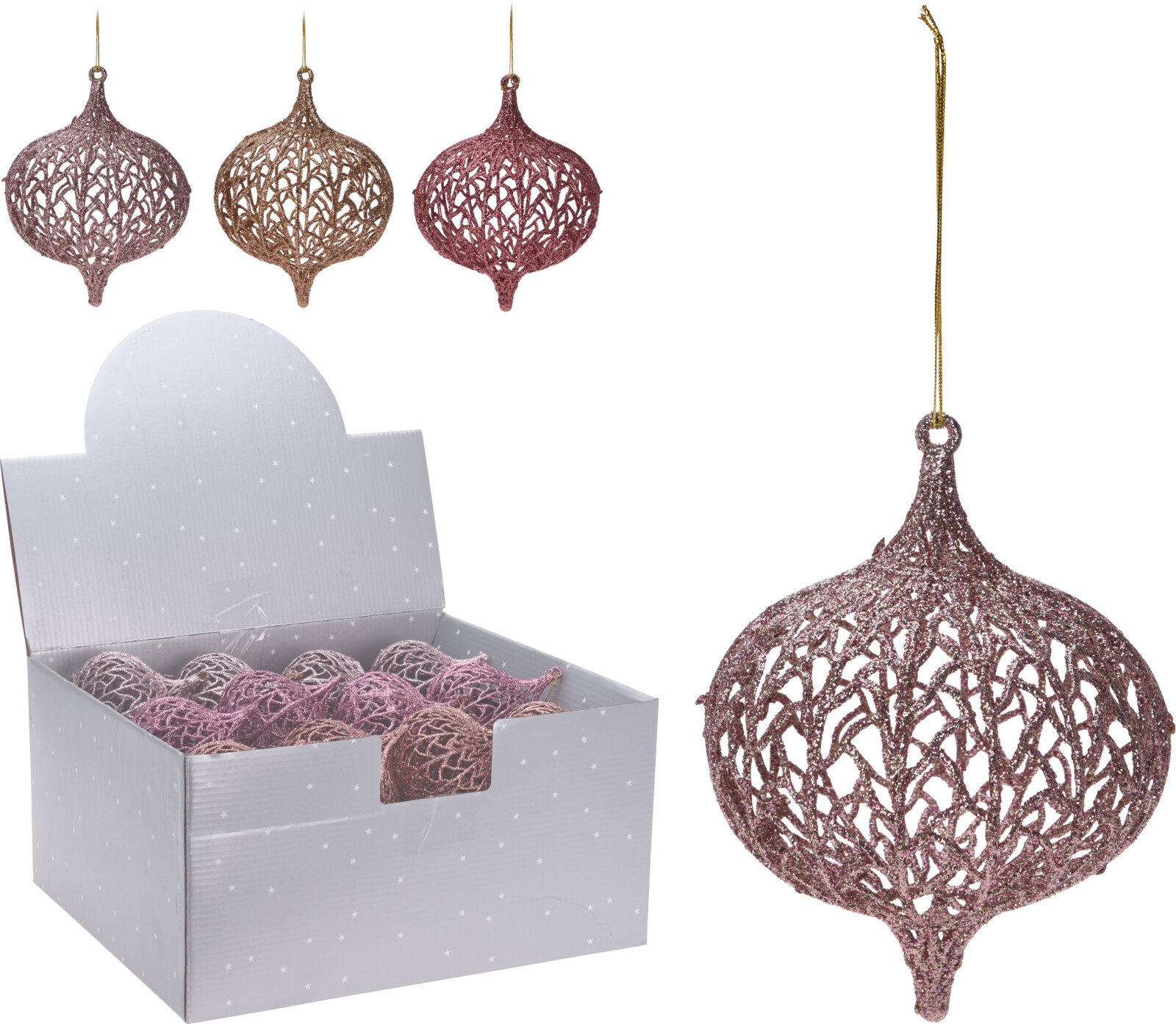 Elegancka brokatowa bombka ażurowa ozdoba choinkowa