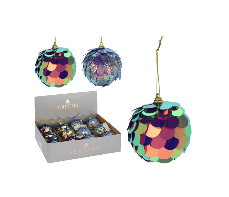 Bombka w pastelowych odcieniach łuski syreniej ozdoba choinkowa 8 cm