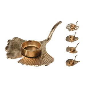 Aluminiowy złoty świecznik liść dekoracja wnętrza nowoczesna elegancka