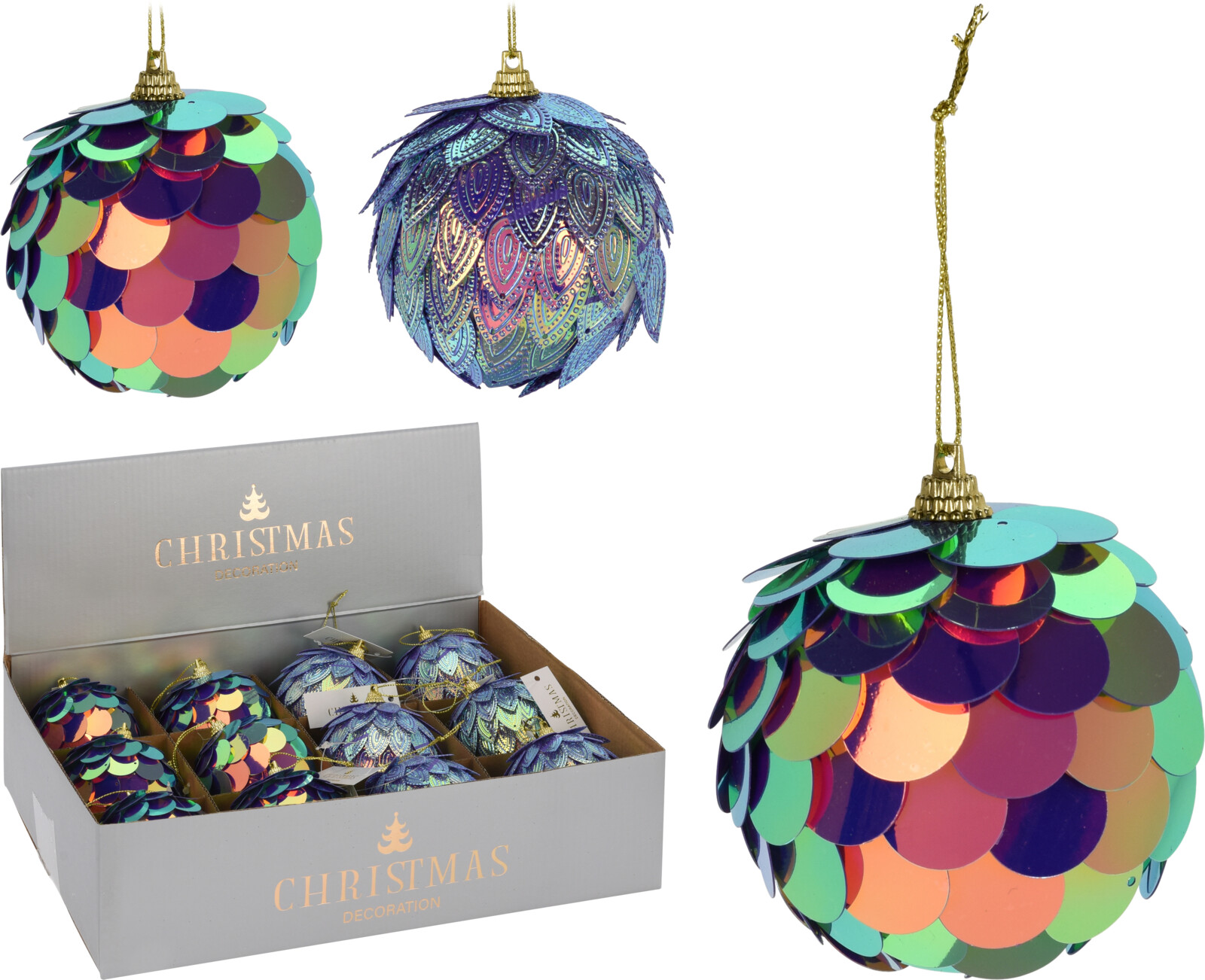 Bombka w pastelowych odcieniach łuski syreniej ozdoba choinkowa 8 cm