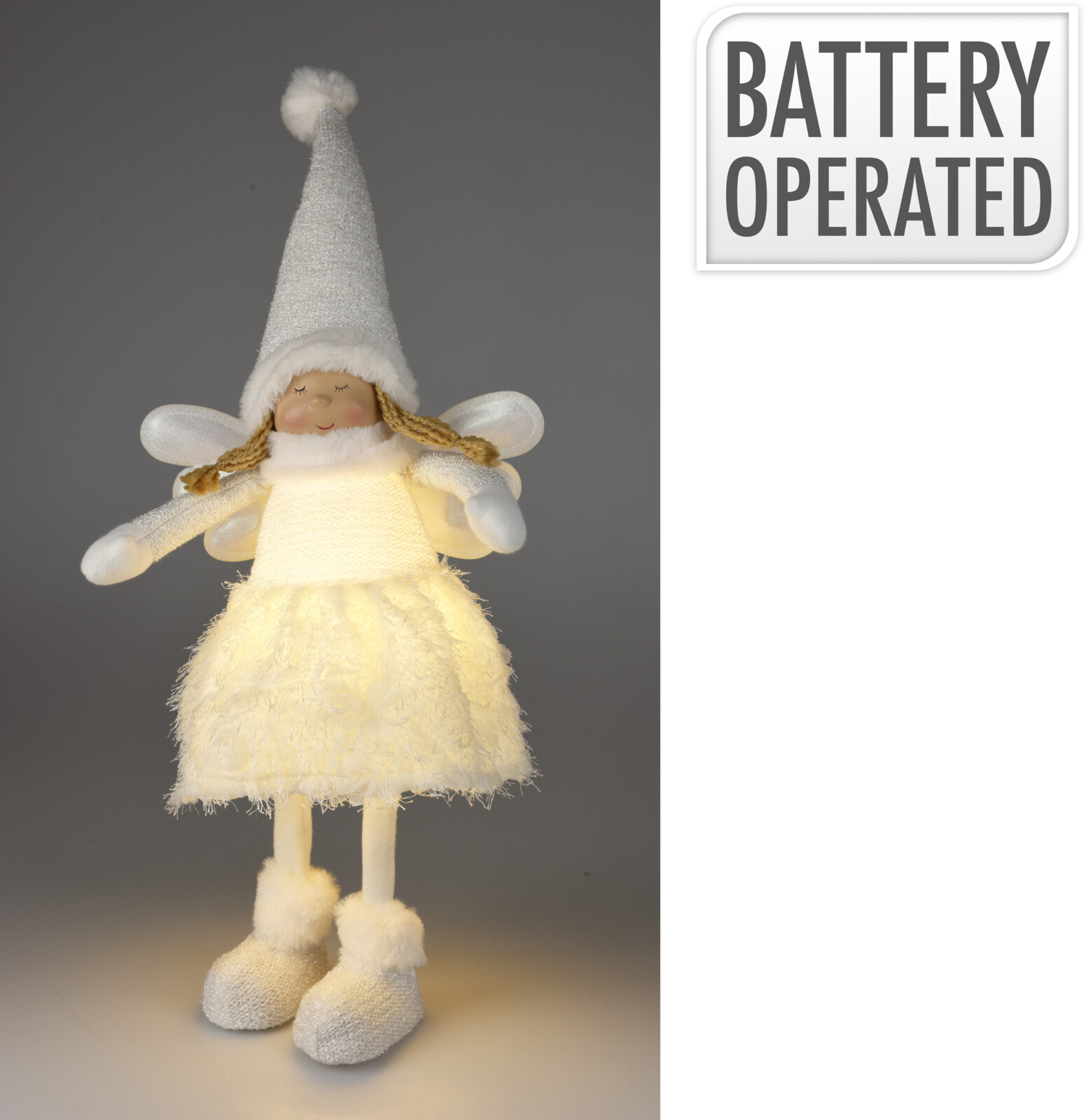 Stojący anioł LED świąteczny dekoracja stołu, kominka i wnętrz 69 cm