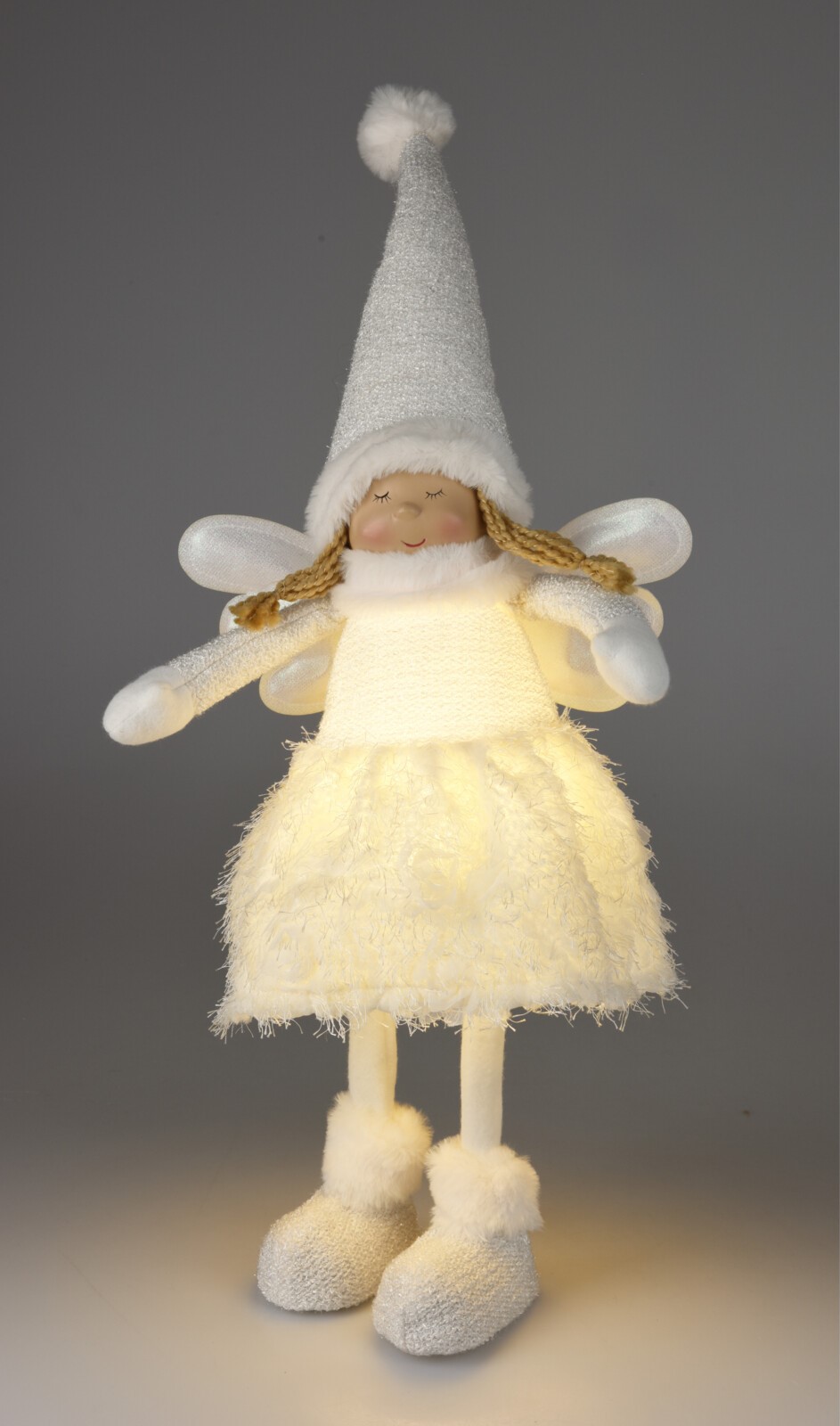 Stojący anioł LED świąteczny dekoracja stołu, kominka i wnętrz 69 cm