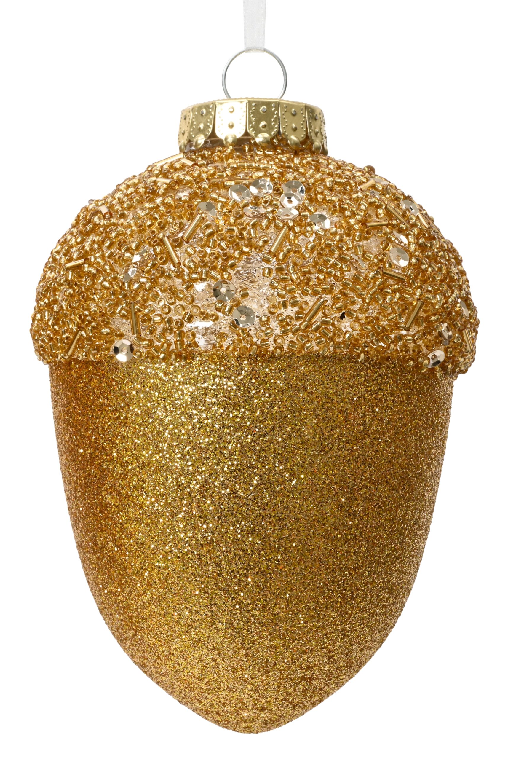 Brokatowa bombka w kształcie żołędzia świąteczna ozdoba choinkowa 12,5 cm