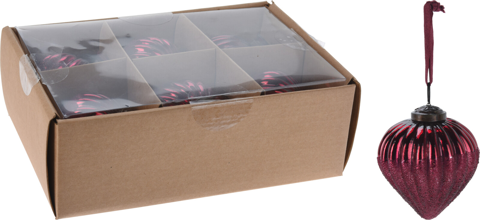 Szklana bombka bożonarodzeniowa burgund 8 cm – elegancka ozdoba świąteczna