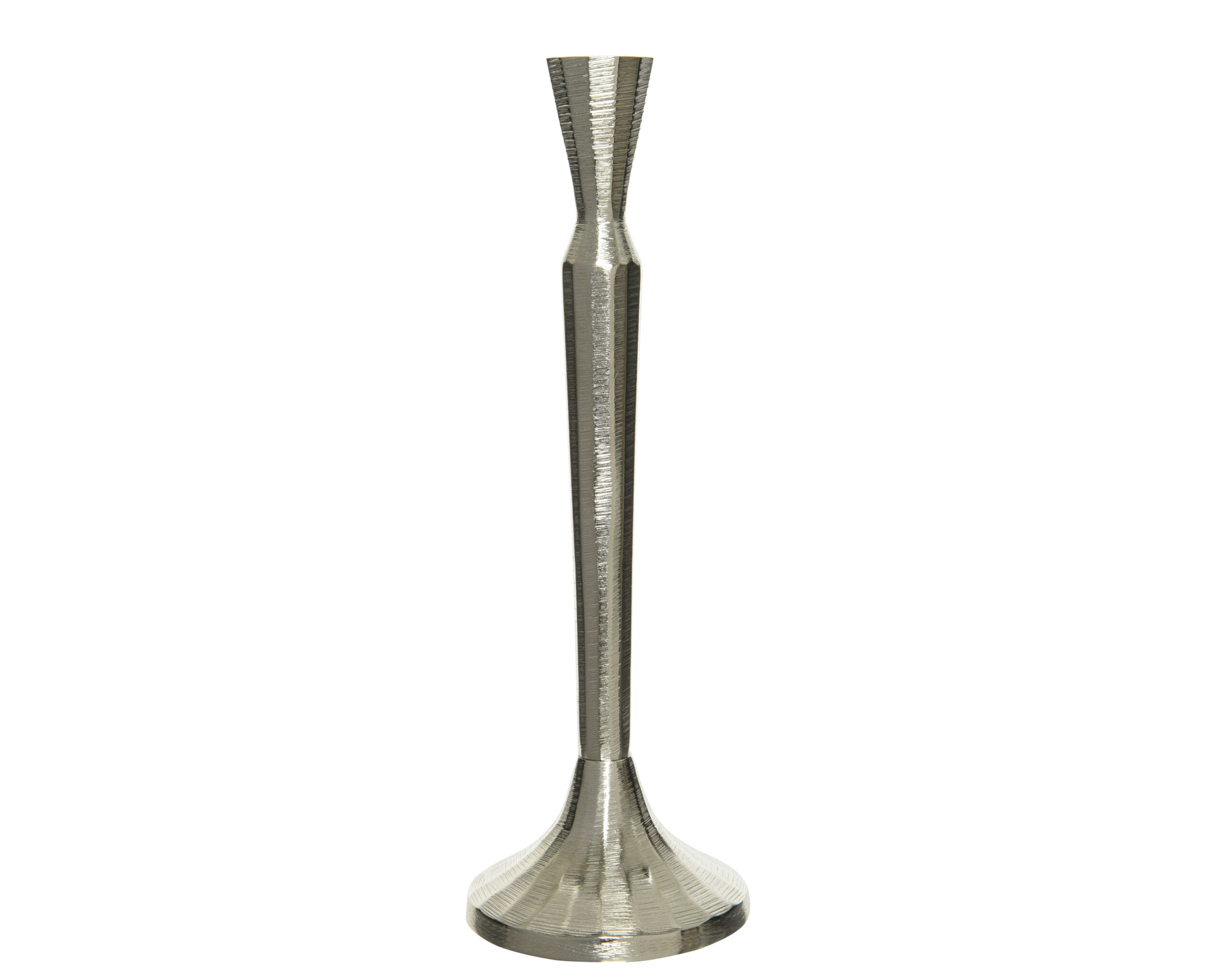 Metalowy srebrny świecznik 29,5 cm – elegancka dekoracja do wnętrza i stołu