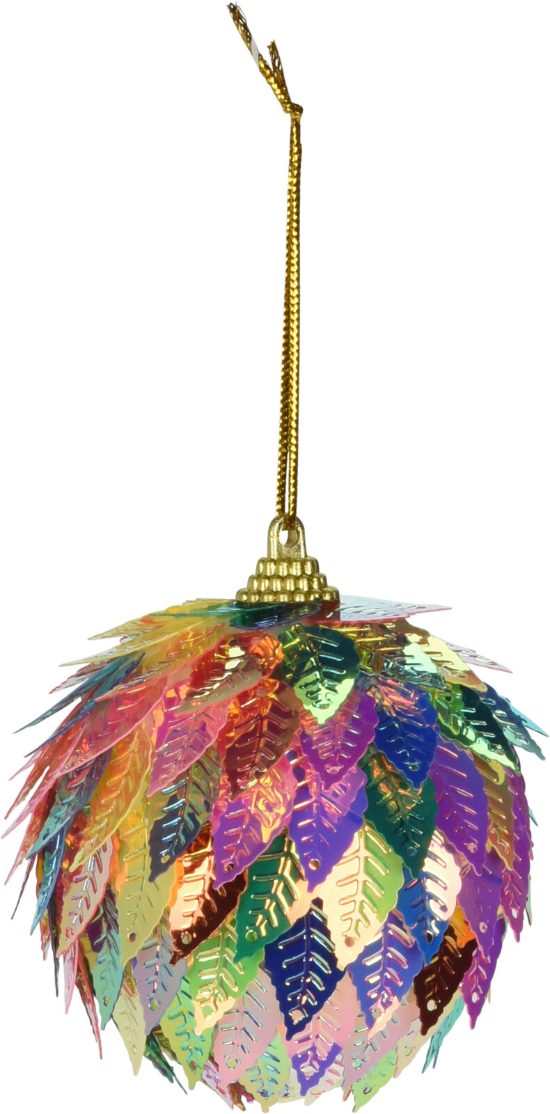 Bombka choinkowa cekinowa 6 cm listki wielokolorowe błyszczące