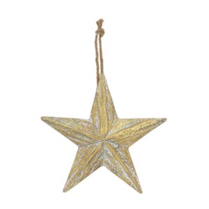 Metalowa gwiazda na jutowym sznurku – świąteczna dekoracja naturalna 28 cm