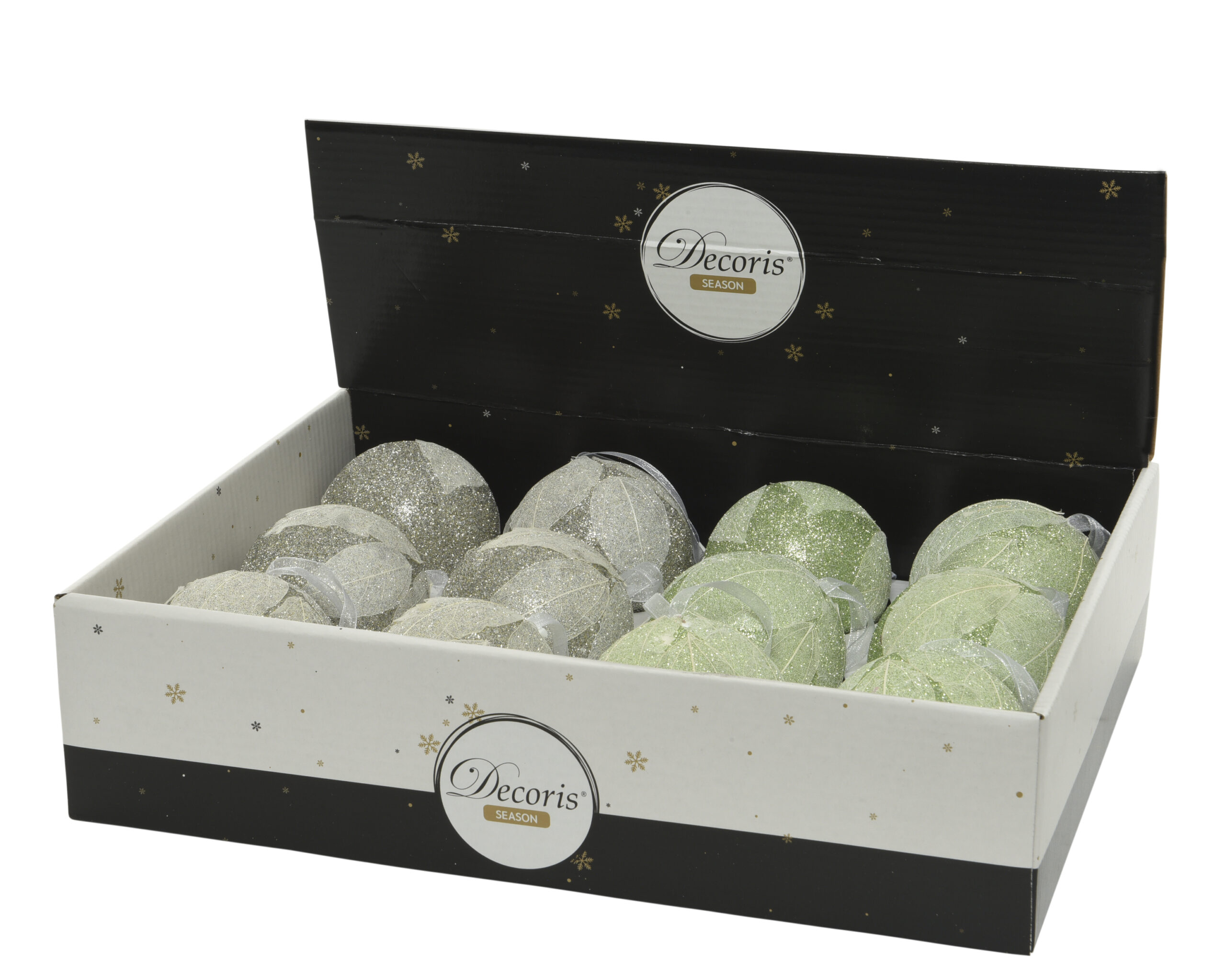 Brokatowa bombka styropianowa z liściem 8 cm świąteczna dekoracja