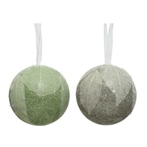 Brokatowa bombka styropianowa z liściem 8 cm świąteczna dekoracja