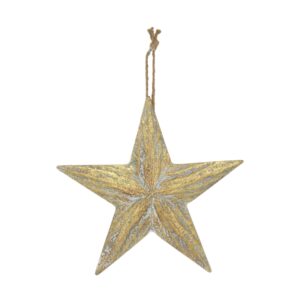 Metalowa gwiazda na jutowym sznurku – świąteczna dekoracja rustykalna 39 cm