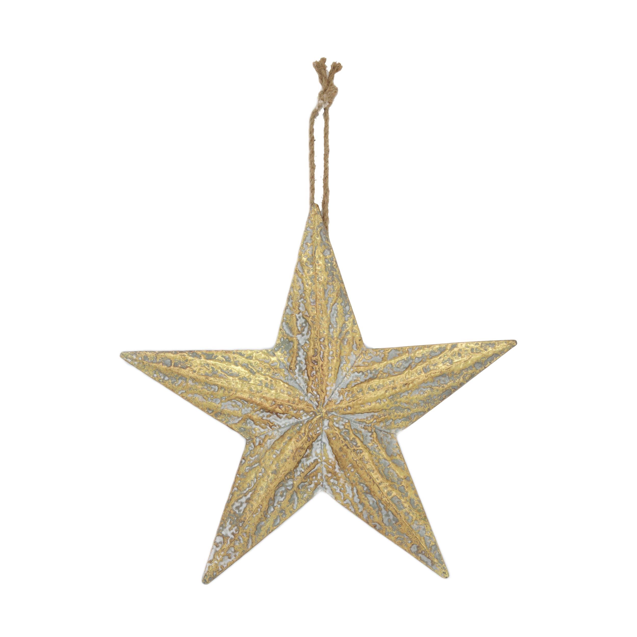 Metalowa gwiazda na jutowym sznurku – świąteczna dekoracja rustykalna 39 cm