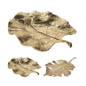 Talerz dekoracyjny liść złoty aluminiowy 24×21 cm ozdoba stołu prezent