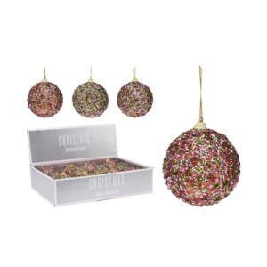 Brokatowa bombka z kolorowymi cekinami – świąteczna dekoracja choinki 8 cm