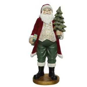Figurka Mikołaja z choinką – dekoracja świąteczna do domu i prezent 32,5 cm