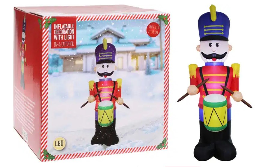 Nadmuchiwana świąteczna dekoracja Dziadek do orzechów LED 355 cm