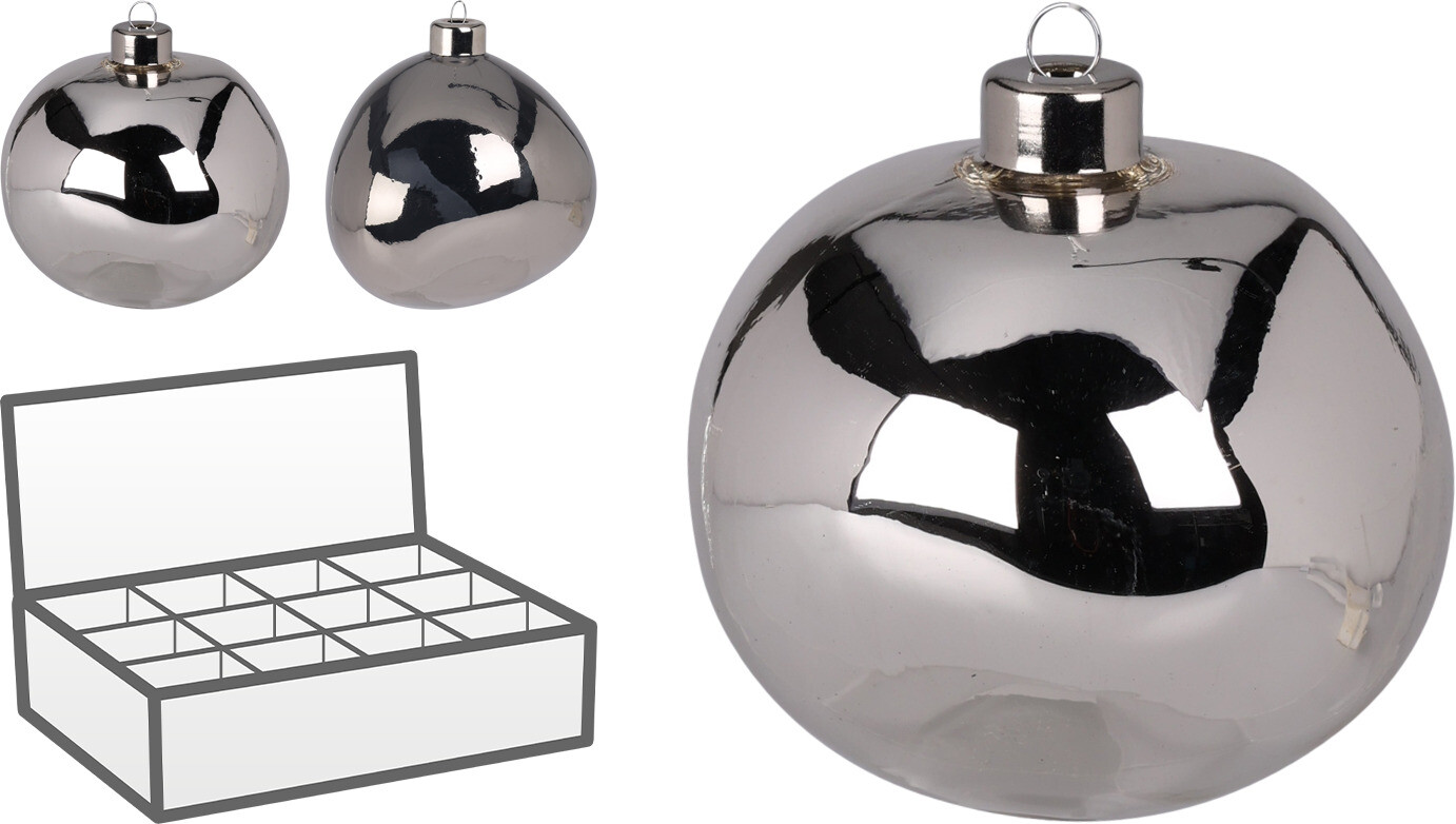 Szklana bombka lustrzana nieregularna antracyt – ozdoba świąteczna glamour