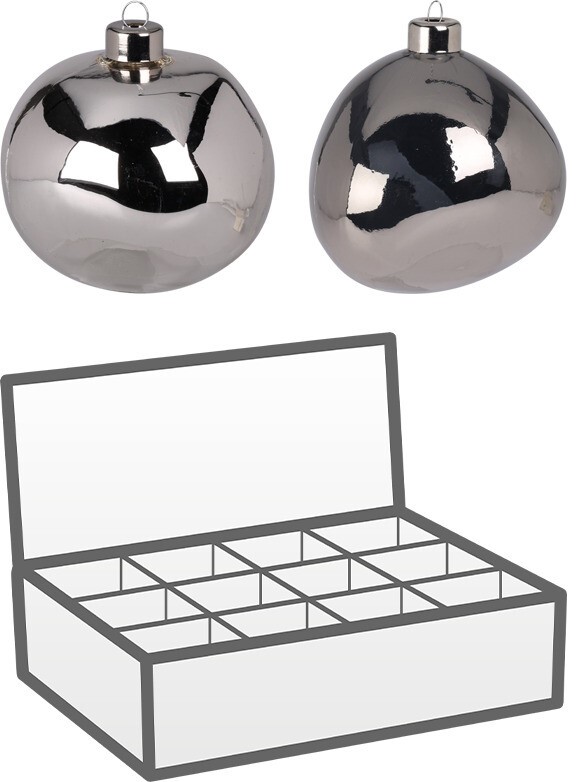 Szklana bombka lustrzana nieregularna antracyt – ozdoba świąteczna glamour