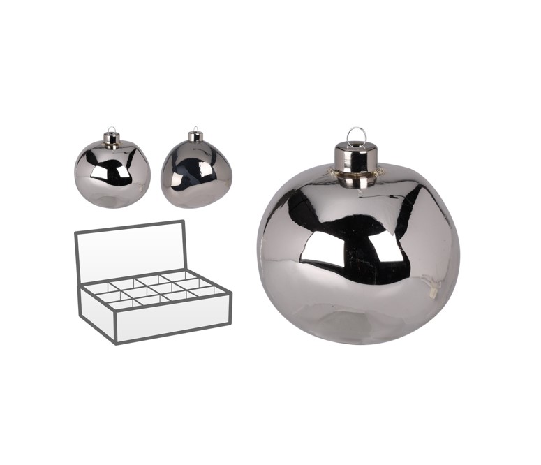 Szklana bombka lustrzana nieregularna antracyt – ozdoba świąteczna glamour
