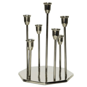 Metalowy lustrzany świecznik na 7 świec – elegancka dekoracja do domu