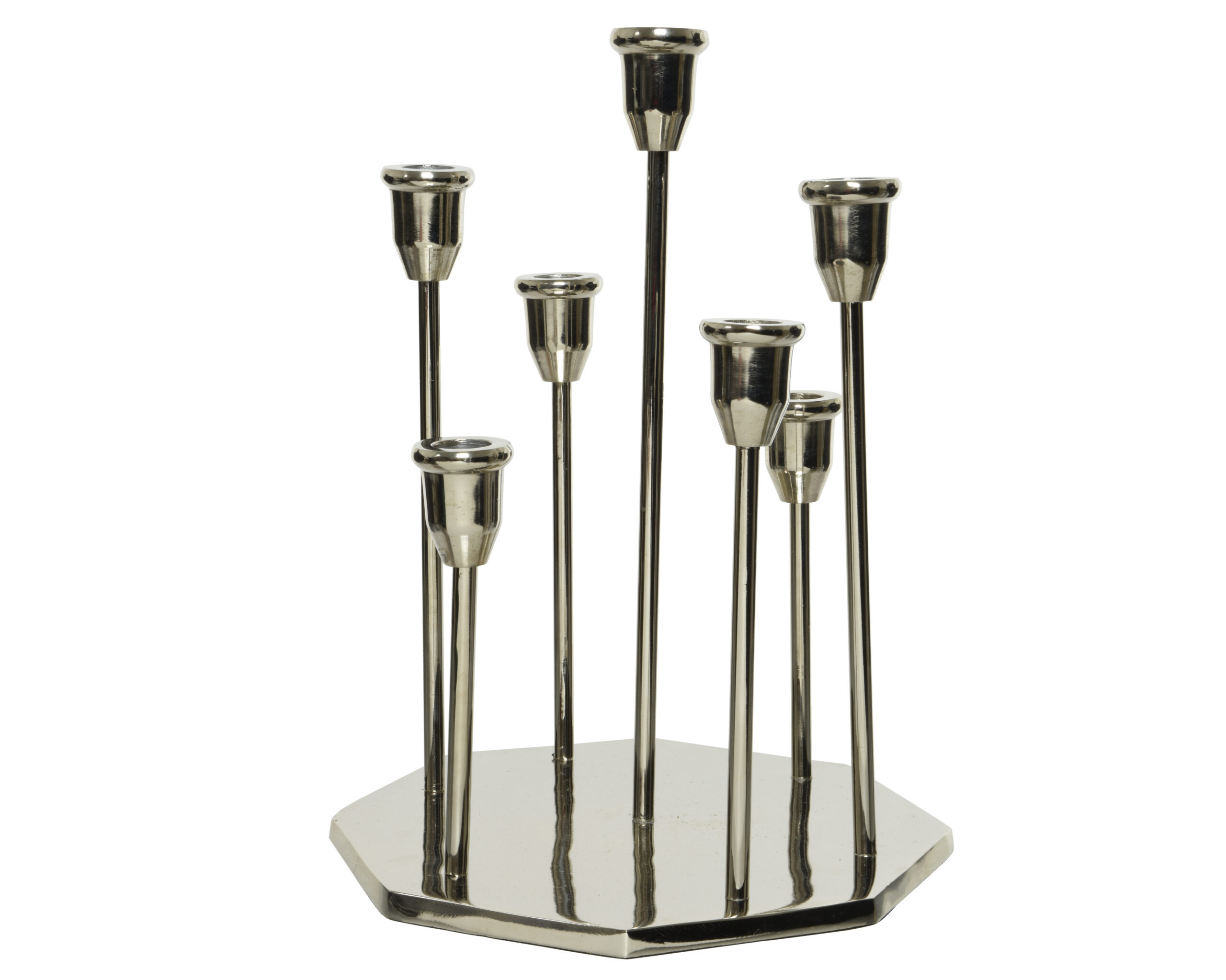 Metalowy lustrzany świecznik na 7 świec – elegancka dekoracja do domu