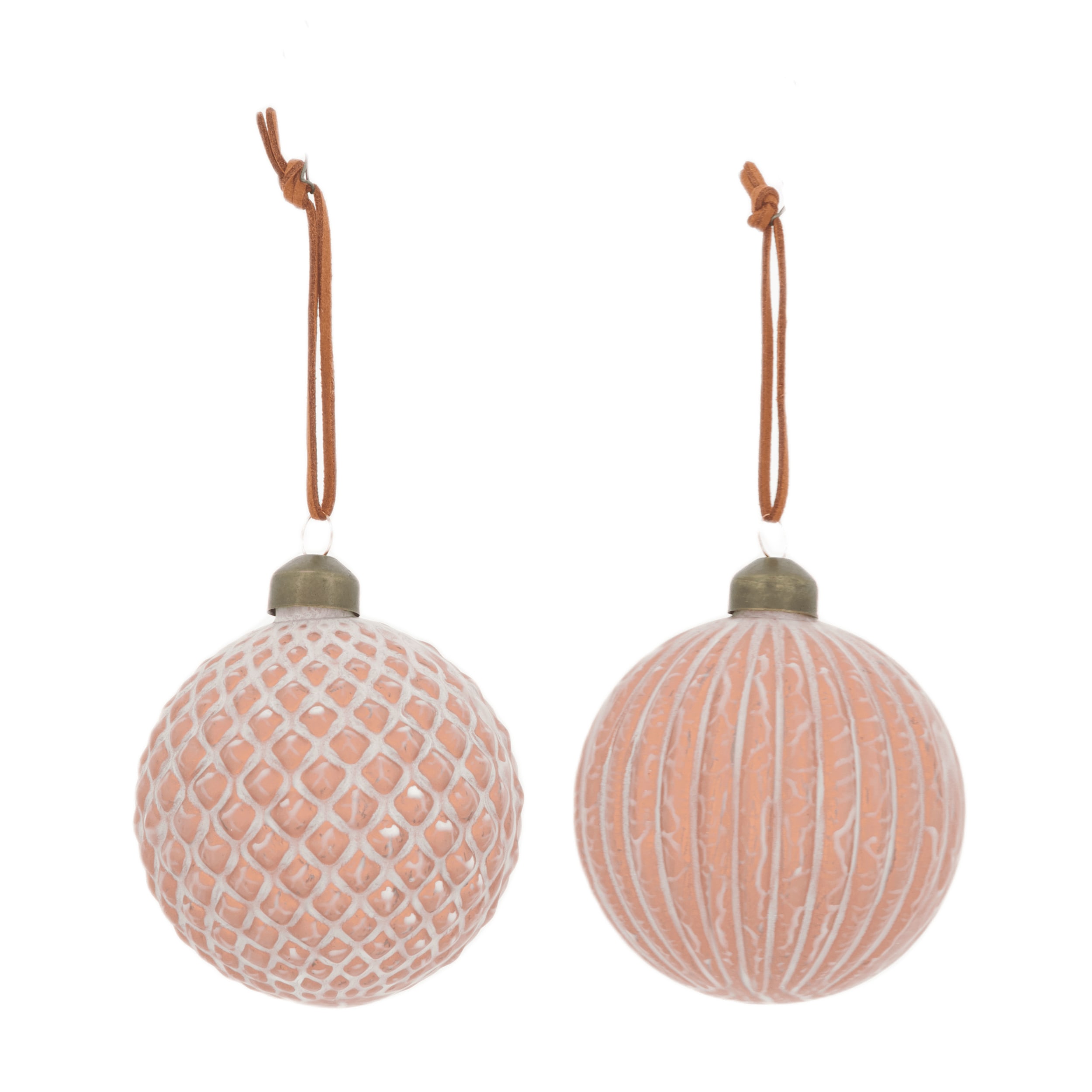 Różowa bombka szklana z mleczną poświatą – elegancki świąteczny akcent 8 cm