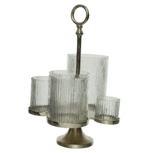 Metalowy świecznik srebrny na 4 świece – elegancka dekoracja wnętrza