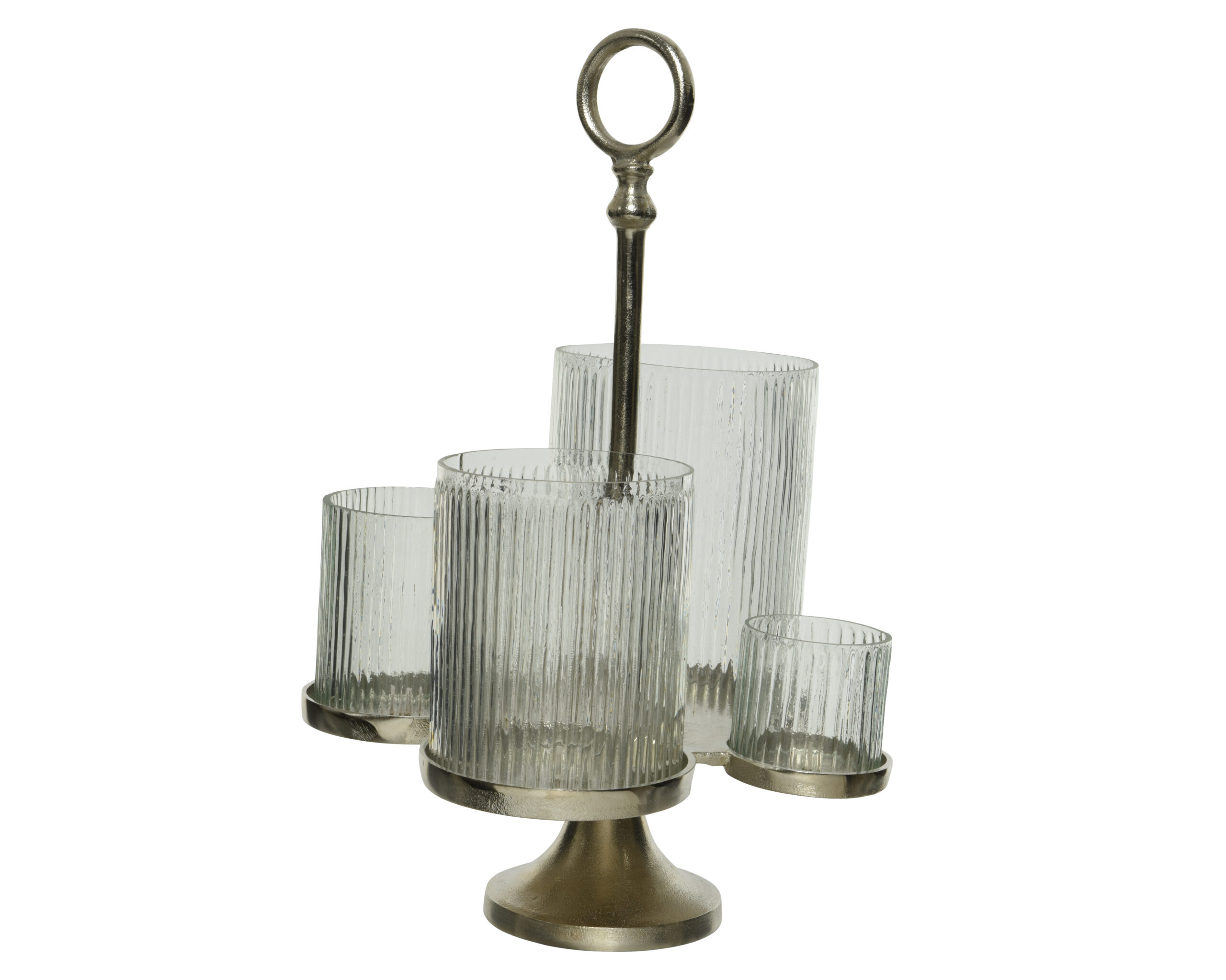 Metalowy świecznik srebrny na 4 świece – elegancka dekoracja wnętrza