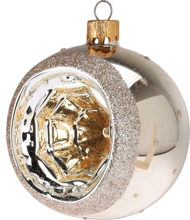 Szklana bombka retro lustrzana wklęśnięta – klasyczna ozdoba choinkowa