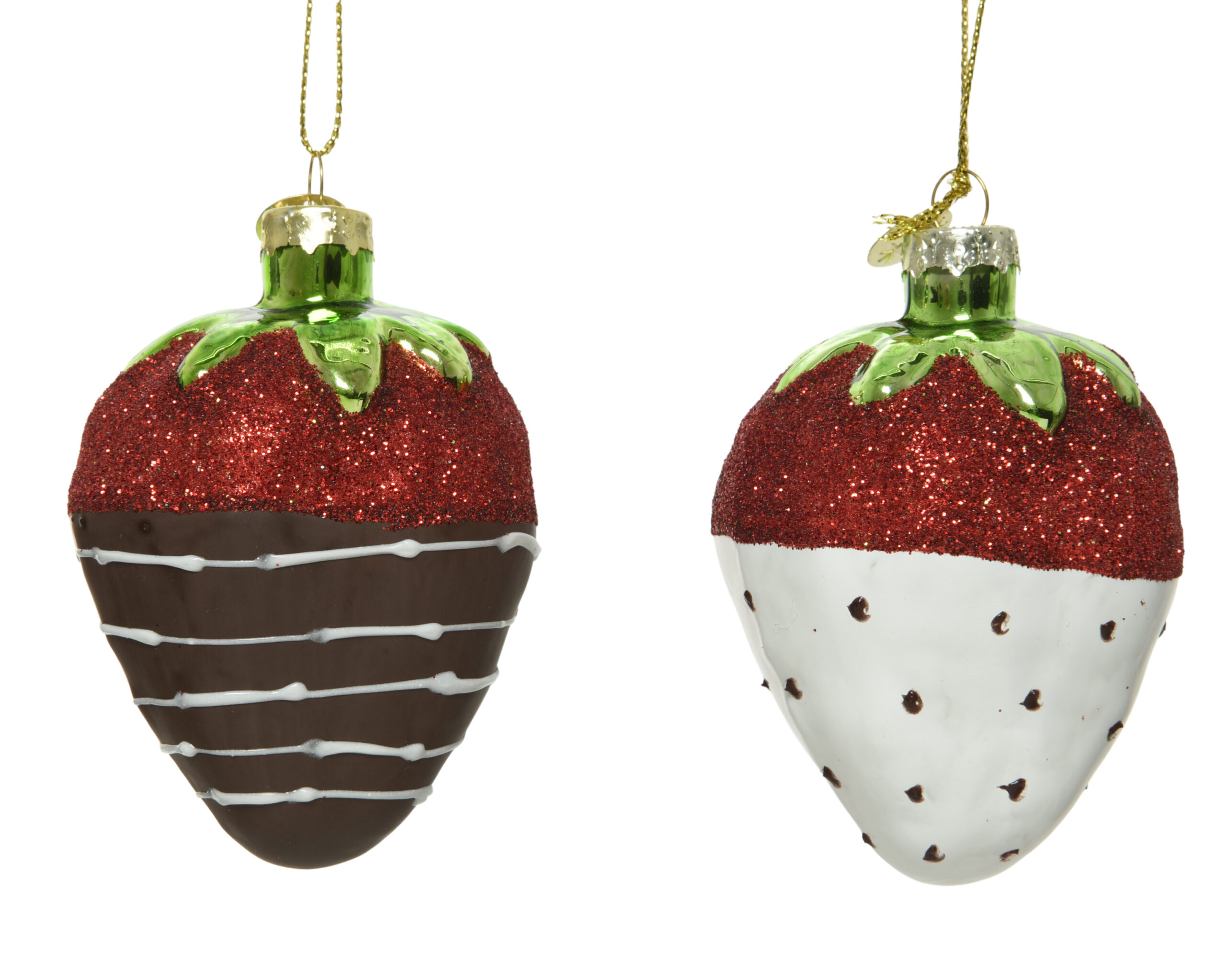 Zawieszka choinkowa truskawka z brokatem i czekoladą – świąteczna dekoracja