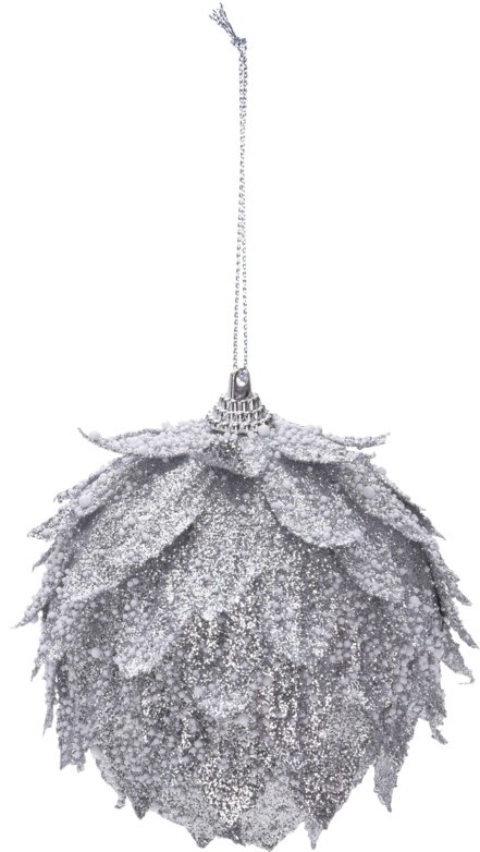 Srebrna bombka liść styropianowa 8 cm świąteczna dekoracja Boże Narodzenie