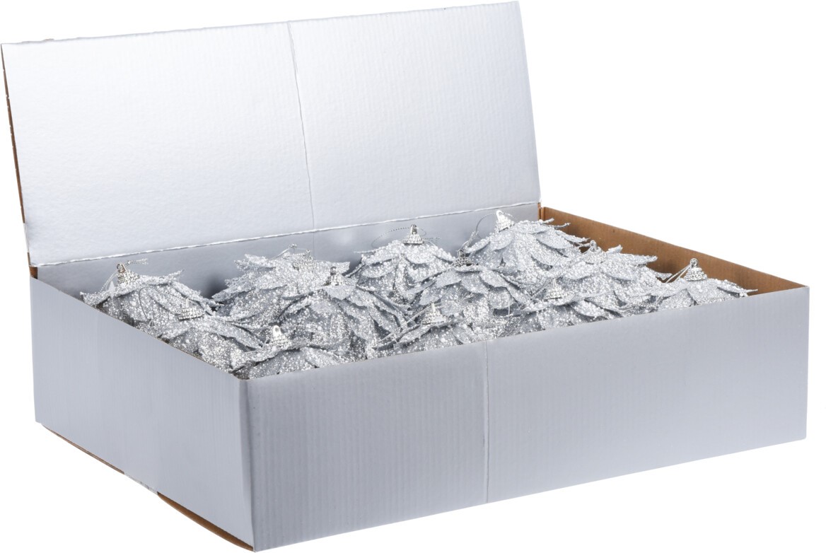 Srebrna bombka liść styropianowa 8 cm świąteczna dekoracja Boże Narodzenie