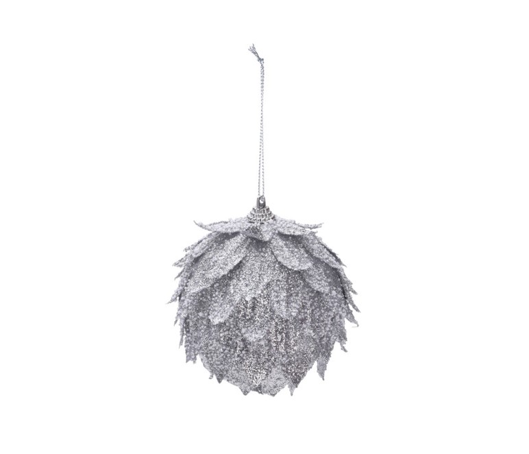 Srebrna bombka liść styropianowa 8 cm świąteczna dekoracja Boże Narodzenie
