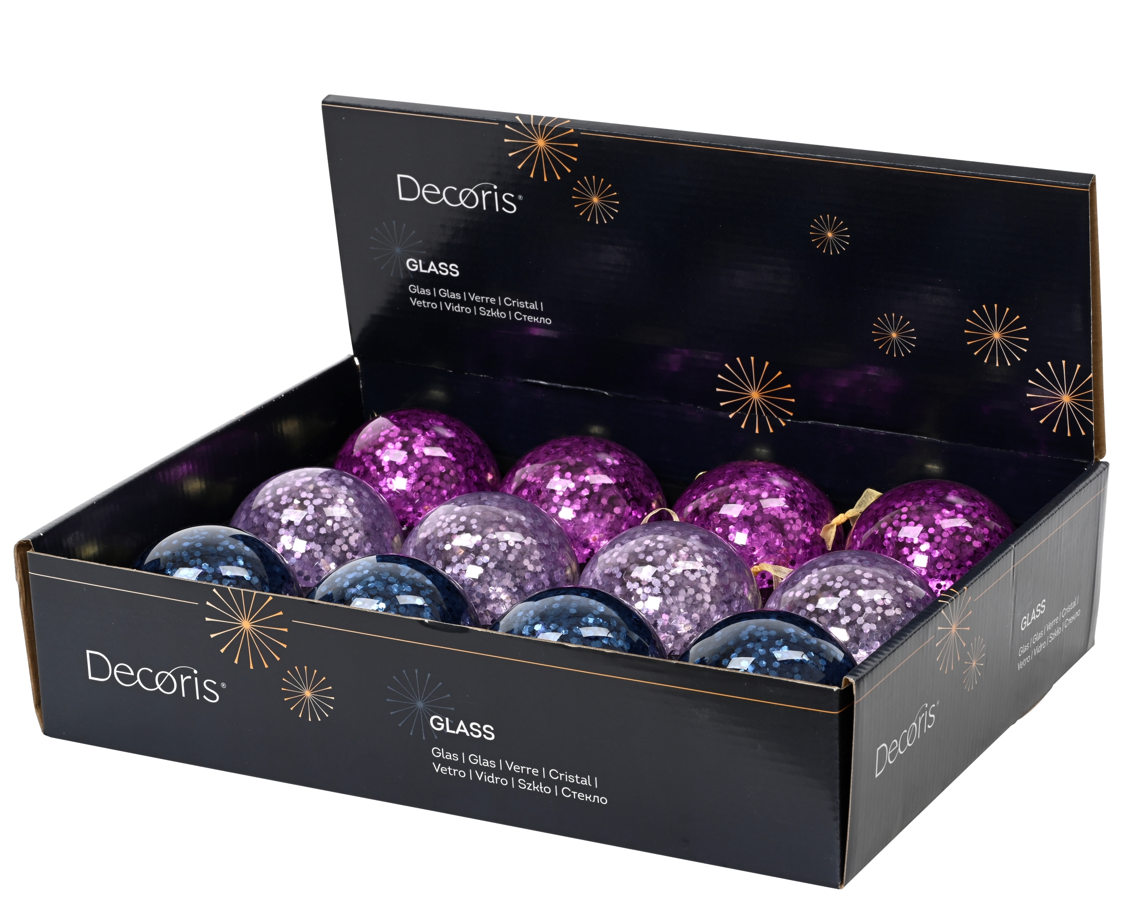 Szklana bombka choinkowa dekorowana 8 cm mix kolor