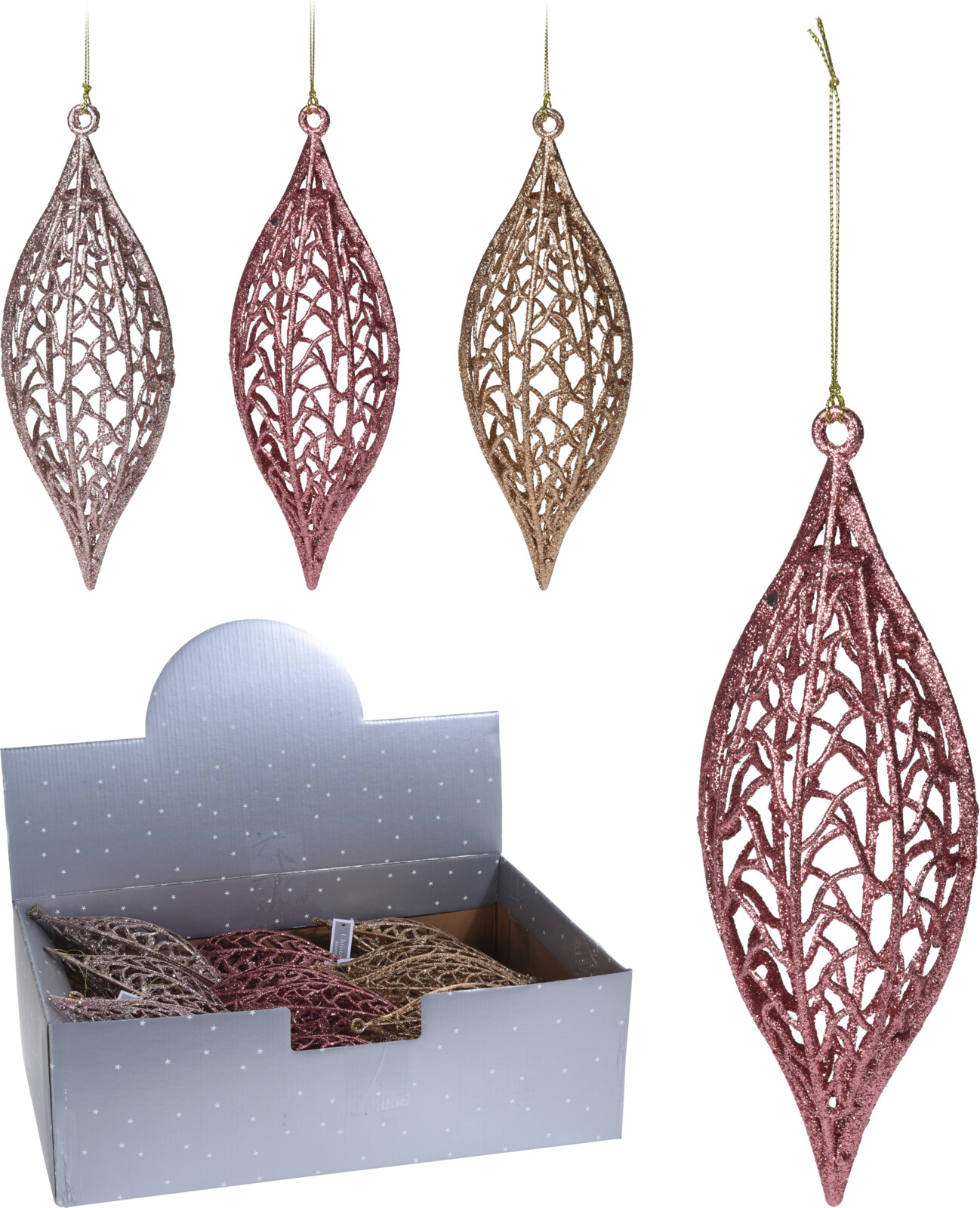 Ażurowa bombka brokatowa 8 cm świąteczna dekoracja