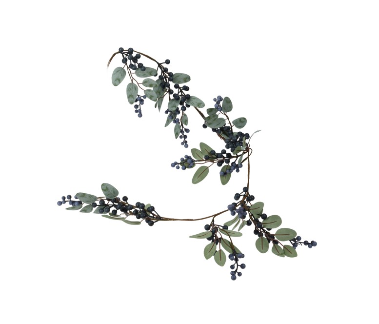 Długa girlanda sztuczna w jagódki – dekoracja świąteczna do wnętrza 105 cm