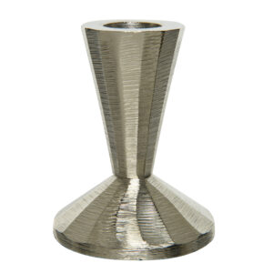 Metalowy srebrny świecznik 8,5 cm – elegancka dekoracja do domu