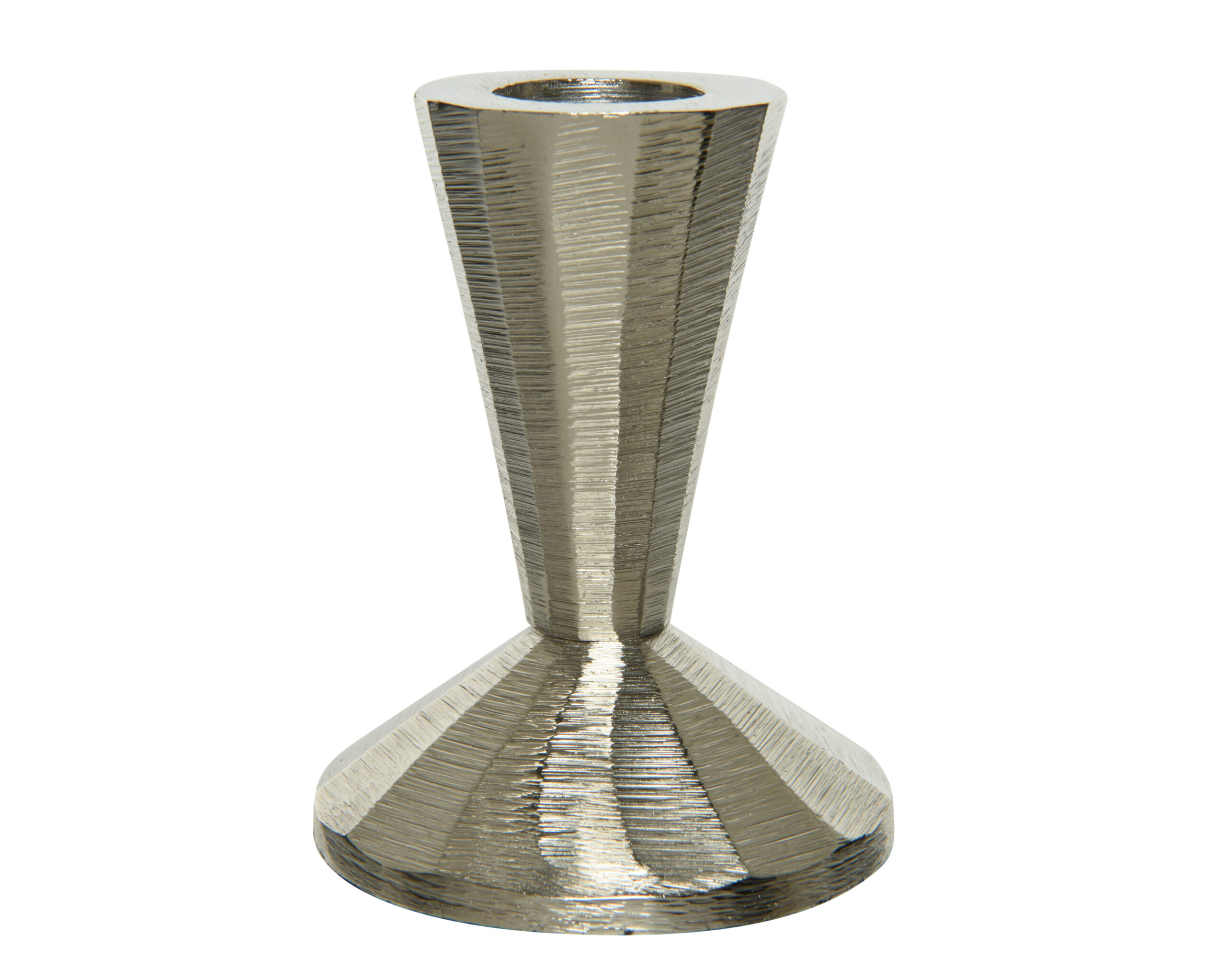 Metalowy srebrny świecznik 8,5 cm – elegancka dekoracja do domu