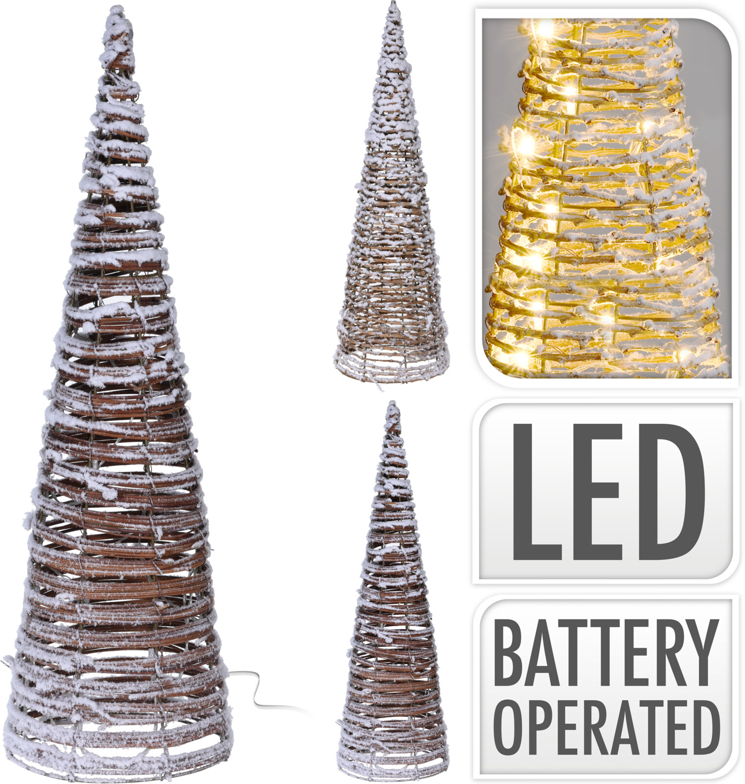 Choinka rattanowa stożkowa LED świąteczna dekoracja zimowa 40 cm