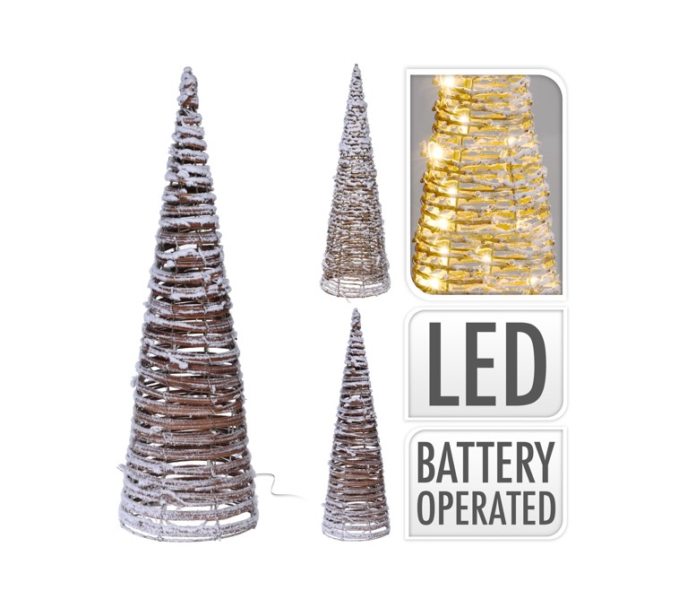 Choinka rattanowa stożkowa LED świąteczna dekoracja zimowa 40 cm